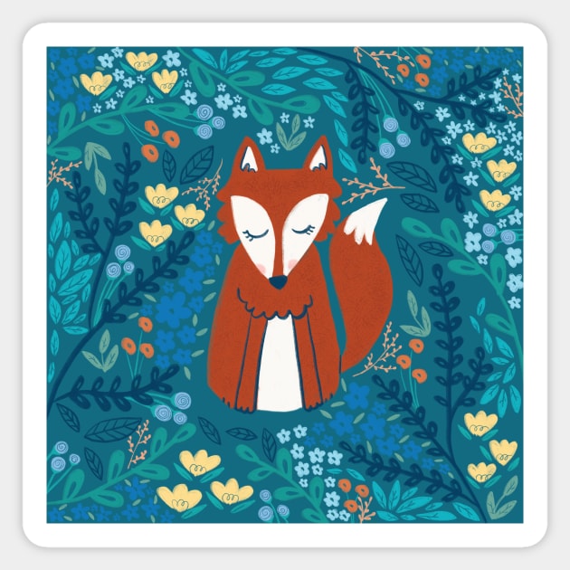 Winter Fox Floral Sticker by RuthMCreative